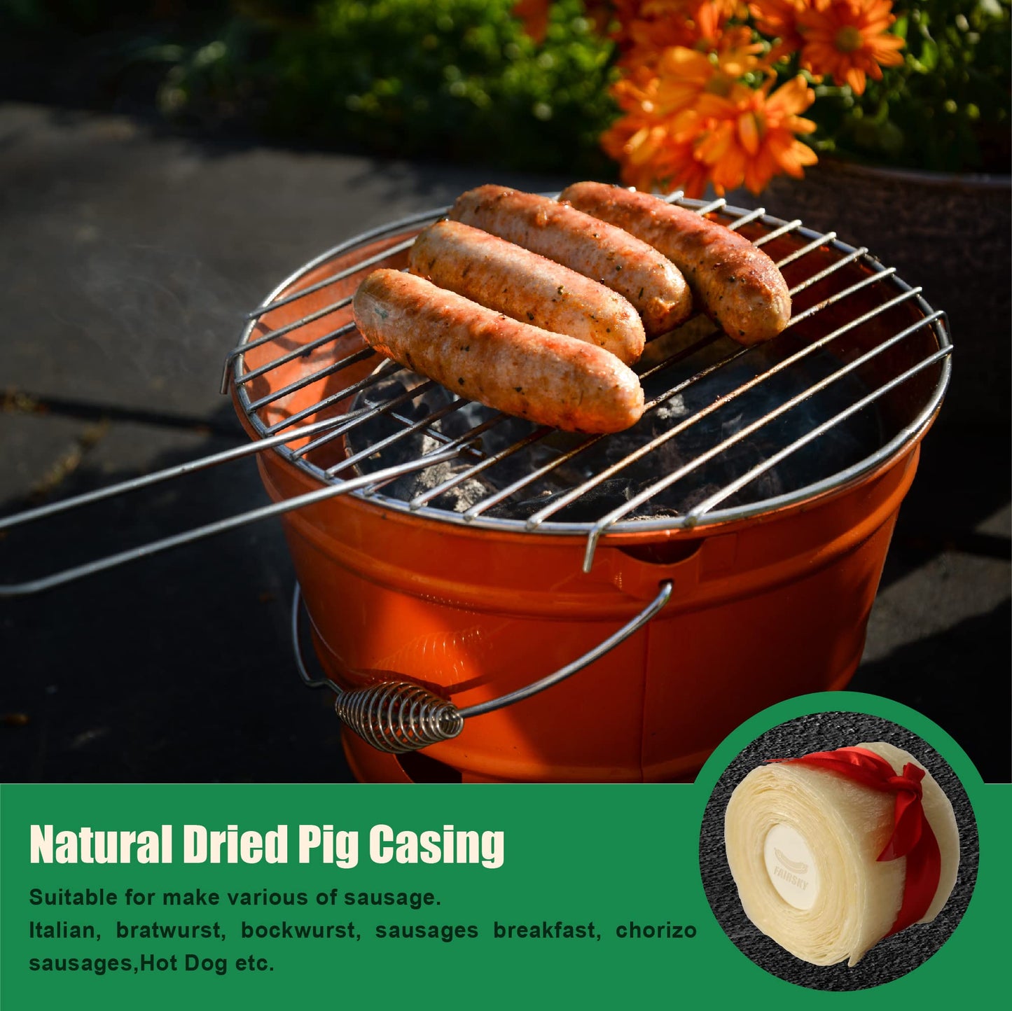 Edible Drying Natural Sausage Casing, Sausage Casings For Flavorous Homemade Sausages Ham,Breakfast Sausage,Italian Sausage,Knoblewurst,Pepperoni,Bologna Sausage And Most Sausage-8M/26Ft,F50Mm