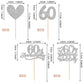25 Pcs 60Th Anniversary Cupcake Toppers With 60 Diamond Wedding Cake Topper Silver Glitter Heart 60Th Wedding Anniversary Cupcak