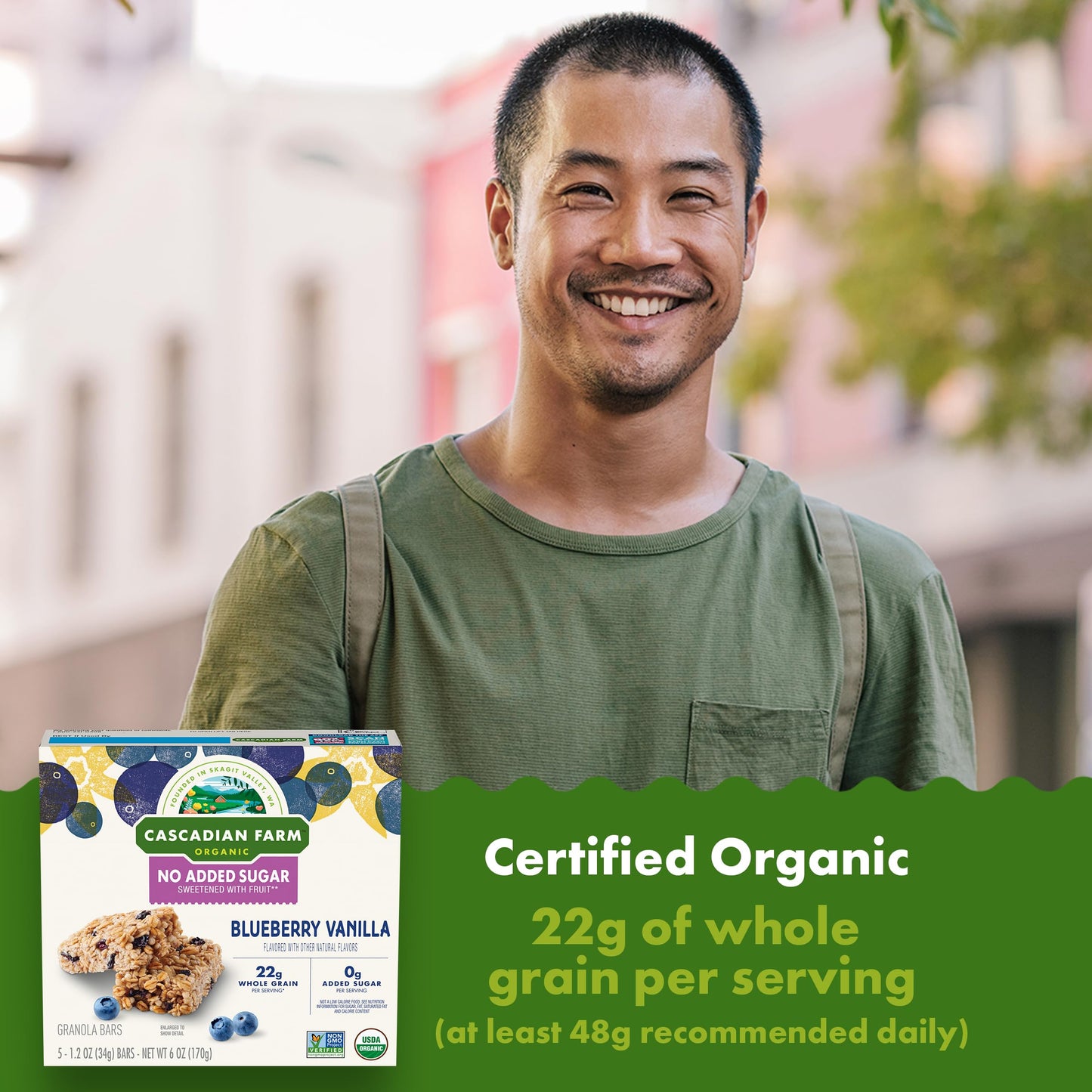 Cascadian Farm Organic Blueberry Vanilla Chewy Granola Bars, 6 Oz, 5 Ct (0021908123387)
