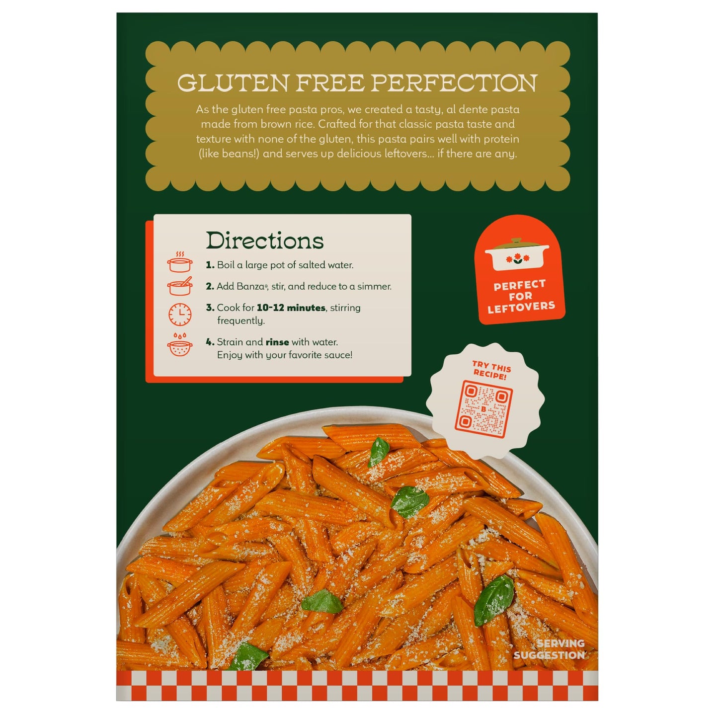 Banza Brown Rice Penne Pasta - Gluten-Free Pasta Made in Italy - Non-GMO, 10oz - Classic Texture, Perfect for Leftovers