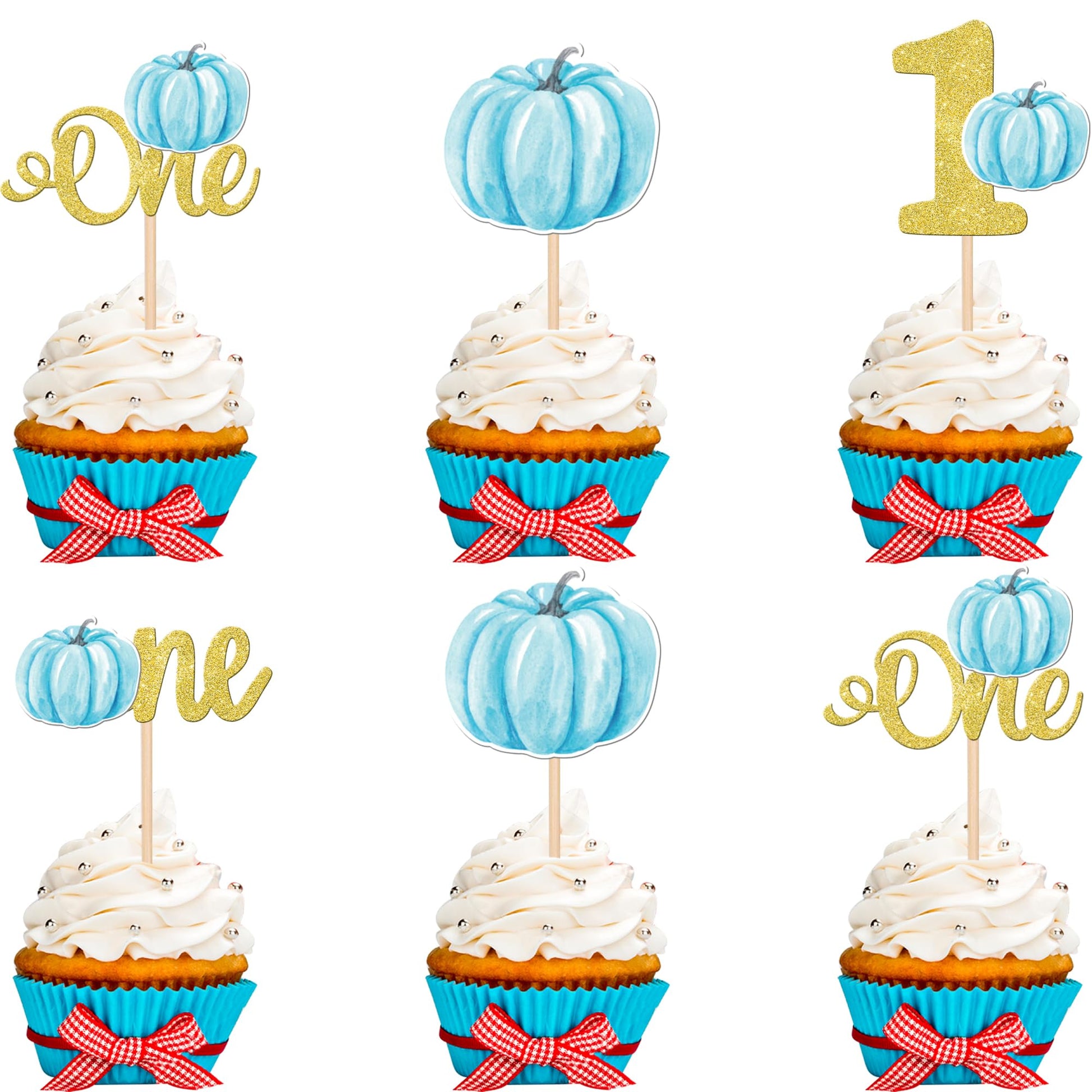 24 Pcs Pumpkin One Cupcake Toppers Glitter 1St Birthday Pumpkin Cupcake Picks Baby Shower Pumpkin Cake Decorations For Baby Show