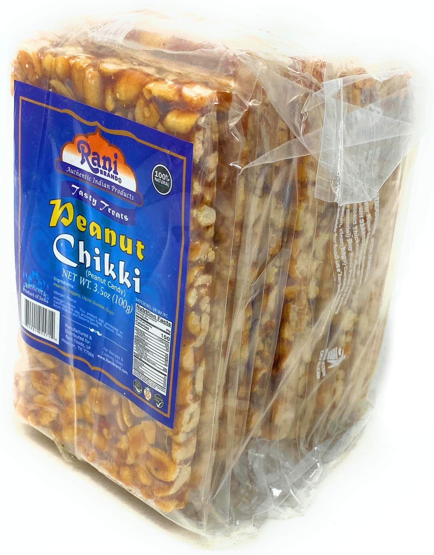 Rani Peanut Chikki (Brittle Candy) 3.5Oz (100G) X Pack Of 10 ~ All Natural | Vegan | No Colors | Gluten Friendly | Indian Origin