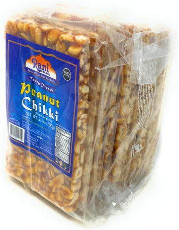 Rani Peanut Chikki (Brittle Candy) 3.5Oz (100G) X Pack Of 10 ~ All Natural | Vegan | No Colors | Gluten Friendly | Indian Origin