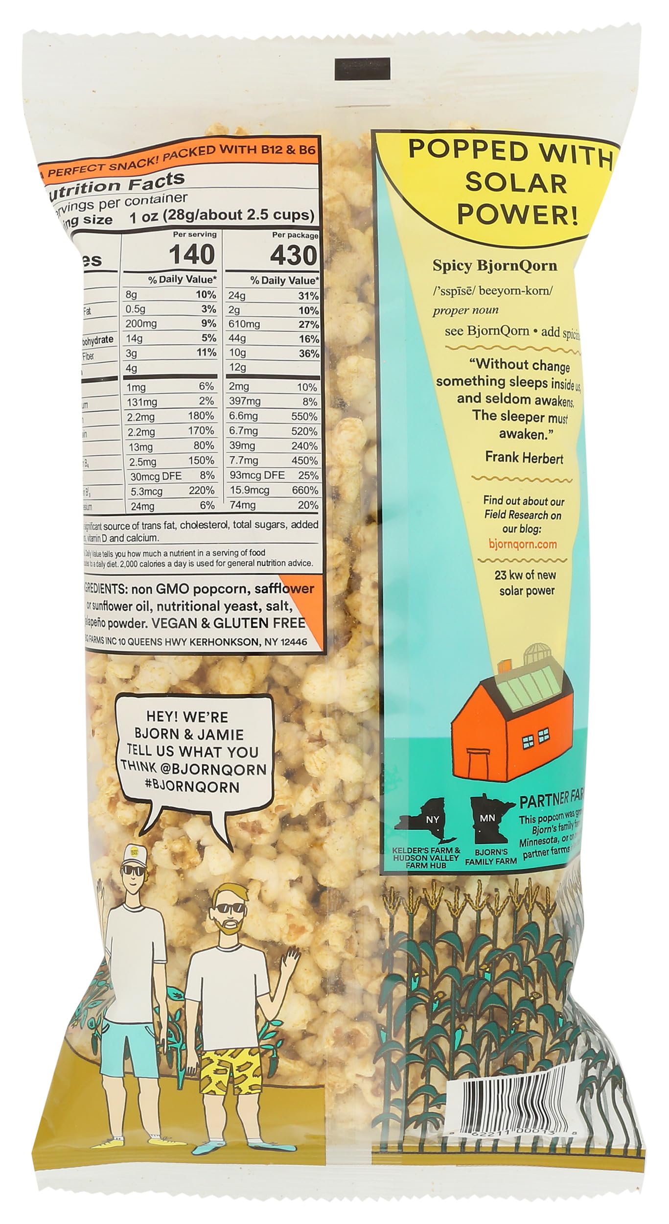 Bjornqorn Spicy Sun-Popped Popcorn, 3 Oz