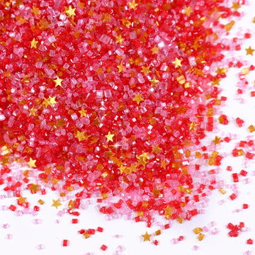 Edible Sanding Sugar Gold Star Glitter Mix, Red Sanding Sugar, Pink Sanding Sugar, Shimmer Star Sprinkles, Pink And Red Sprinkle