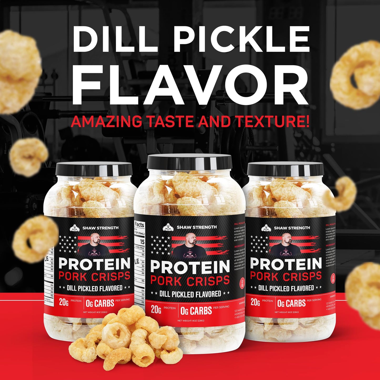 Shaw Strength Protein Pork Rinds (Dill Pickle, 8Oz); Developed For Worlds Strongest Man Brian Shaw, Keto-Friendly, High Protein,