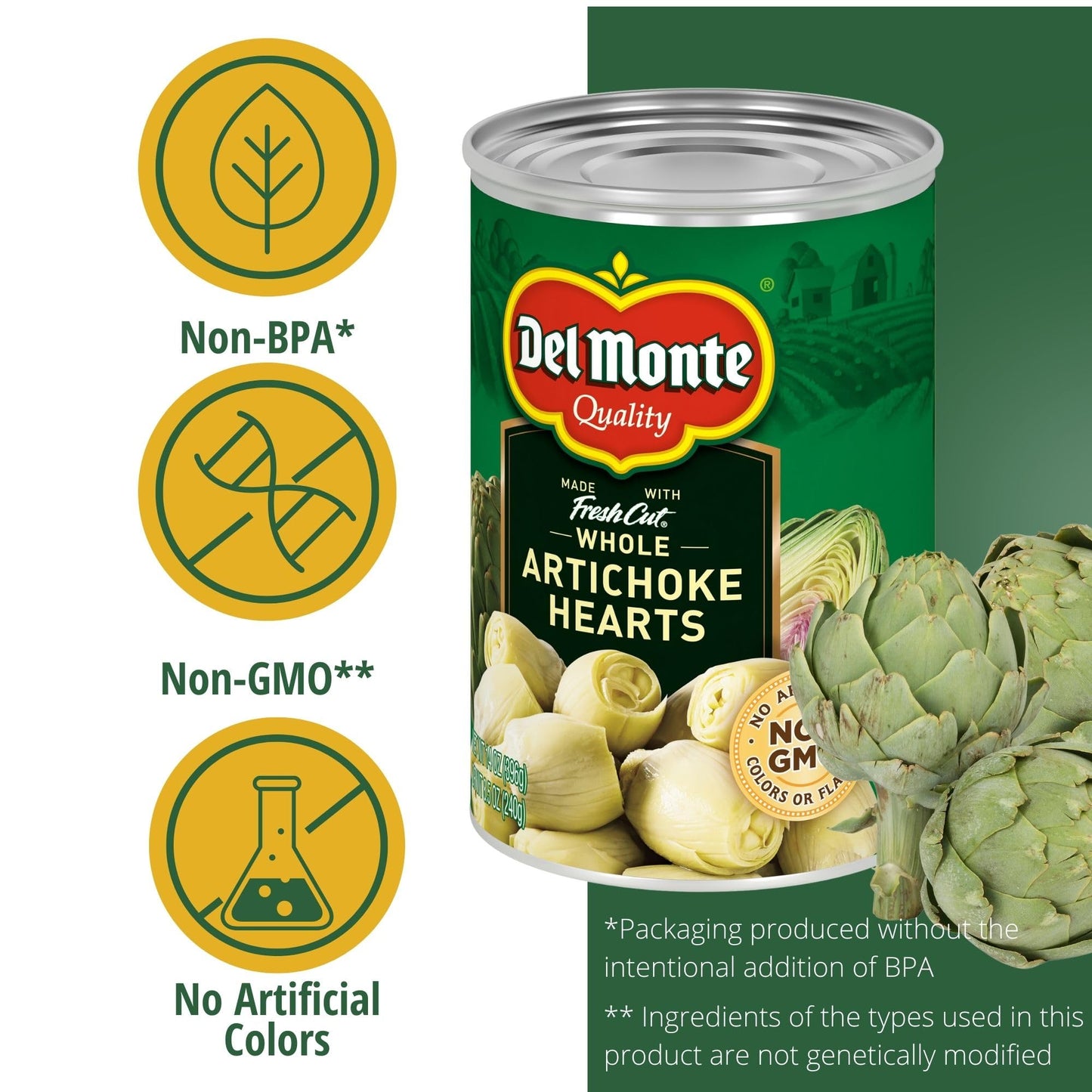 Del Monte® Whole Artichoke Hearts 14 Oz. Can, 12 Pack
