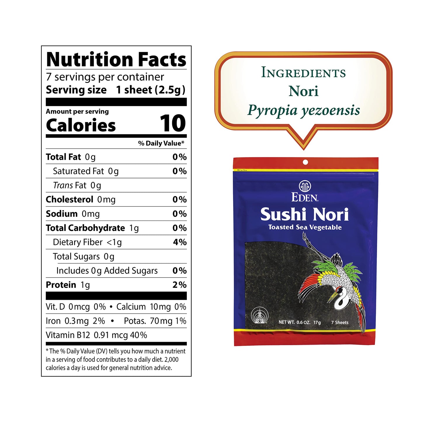 Eden Foods Nori Sushi Toasted 7 Sheets, 0.6 Oz