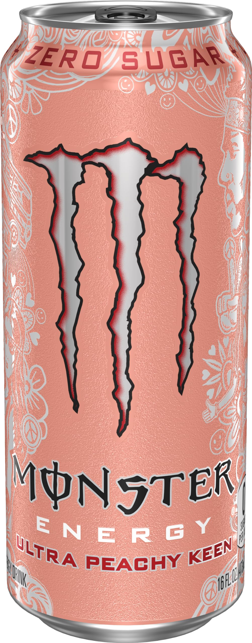 Monster Energy Ultra Peachy Keen  Sugar Free Energy Drink  16 Ounce (Pack of 4)