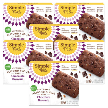 Simple Mills Soft Baked Almond Flour Bars, Chocolate Brownie, Nothing Artificial, Kosher, Grain Free, Gluten Free, 5.99 Ounce (P