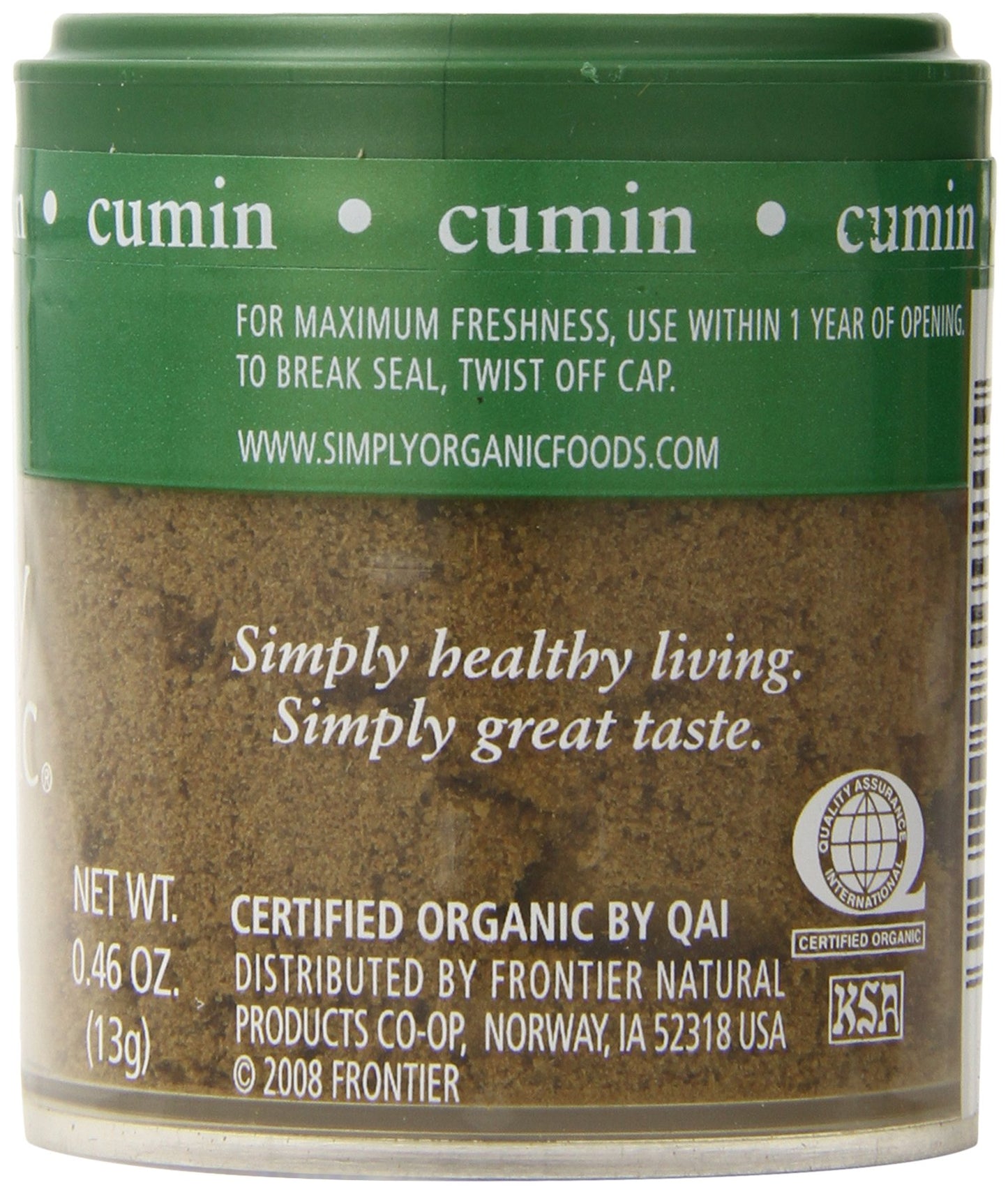 Simply Organic Ground Cumin Seed, Certified Organic | 0.46 Oz | Cuminum Cyminum L.