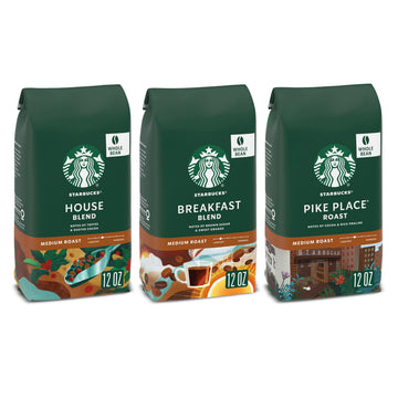 Starbucks Medium Roast Whole Bean Coffee Variety Pack, 3 Bags, 12 oz Each
