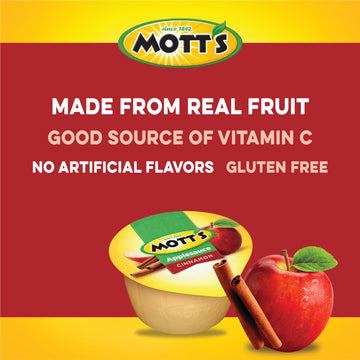 Mott'S Cinnamon Applesauce, 4 Oz Cups, 72 Count (12 Packs Of 6), No Artificial Flavors, Good Source Of Vitamin C, Nutritious Opt