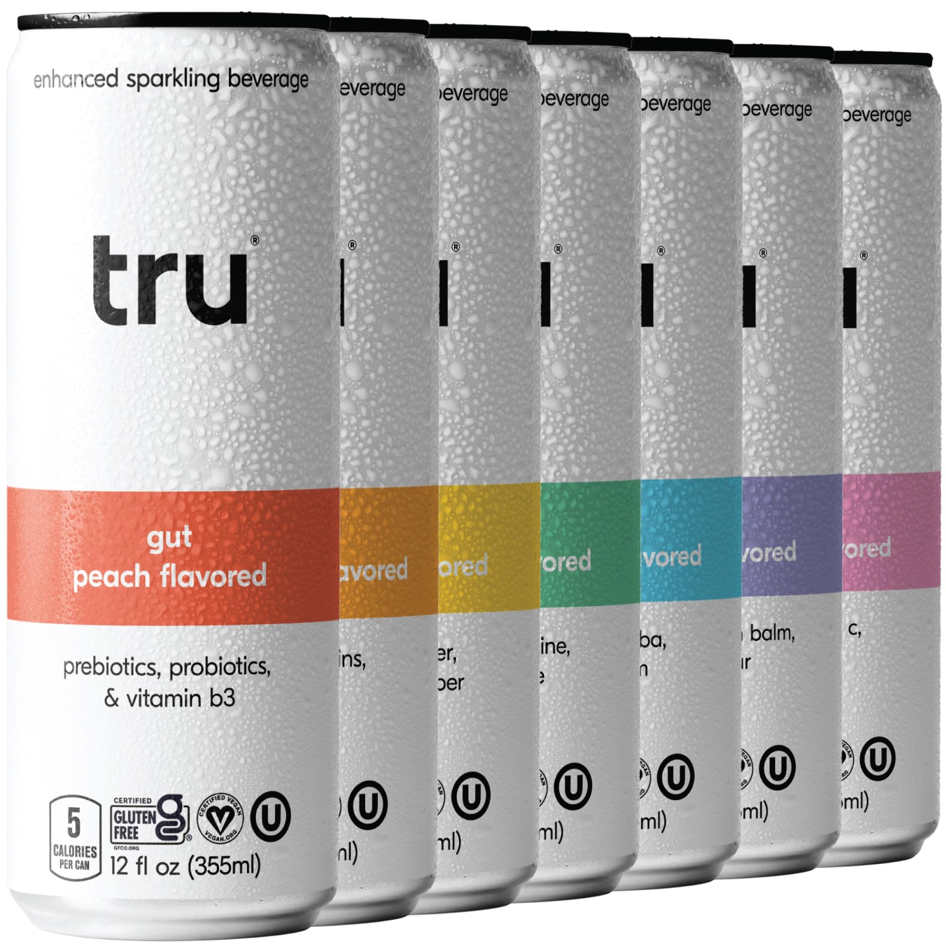 Tru Seltzer Sampler Variety Pack, Sparkling Water with Real Fruit Juice, 12 FL OZ Cans, 7 Pack, Gluten Free, Vegan, Low Calorie