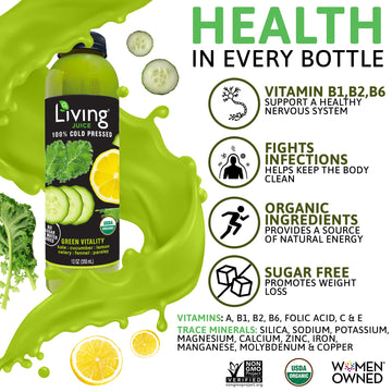 O2 Living Juices Cold Pressed Juice - Organic Low-Calorie Detox Cleanse Drink, Fresh Fruit & Vegetable Juice, Non-Gmo, Vitamin-P