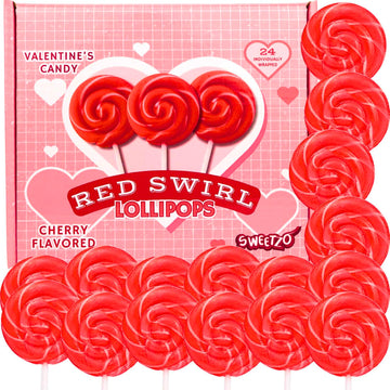 Individually Wrapped Red Swirl Lollipops, Strawberry Flavored, 24 Pieces