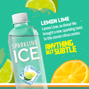 Sparkling Ice, Lemon Lime Sparkling Water, Zero Sugar Flavored Water, With Vitamins And Antioxidants, Low Calorie Beverage, 17 F