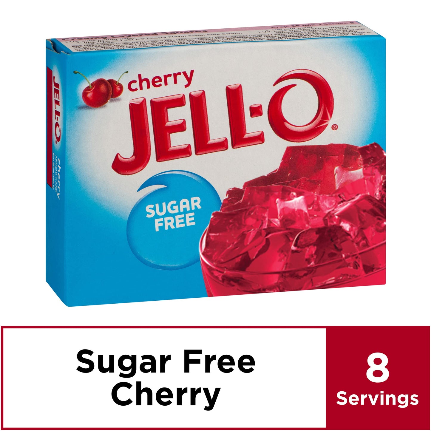 Jell-O Sugar-Free Cherry Gelatin Mix 0.6 Ounce Box (Pack Of 6)
