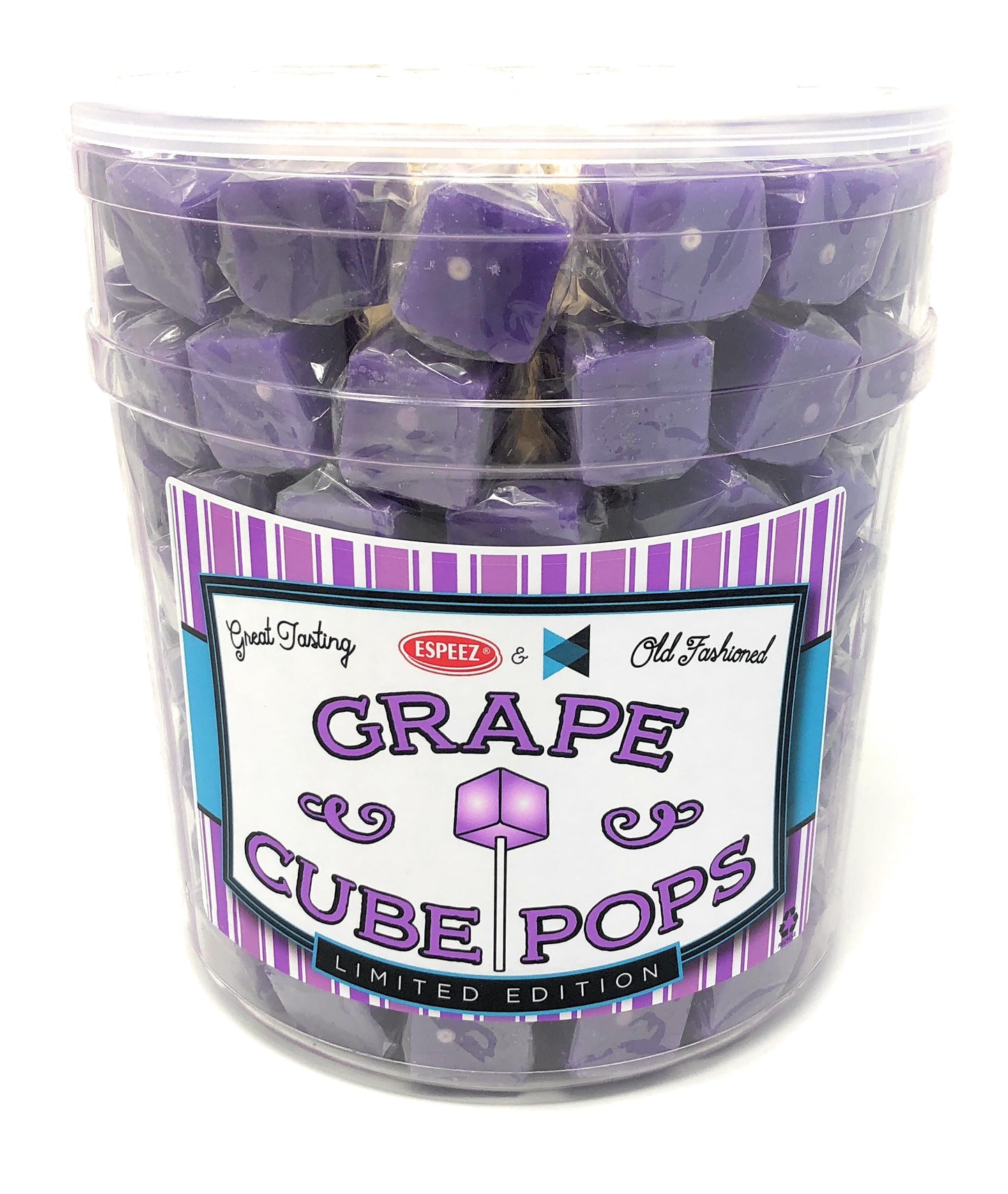Espeez Hard Candy Cube Lollipops - Individually Wrapped Grape Flavored Suckers - 100 Count