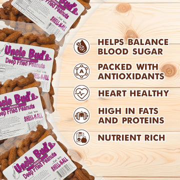 Uncle Bud's Ranch Deep Fried Peanuts (4-Pack) | Premium Crunchy Snack | Salted High-Protein Treats | USA Made