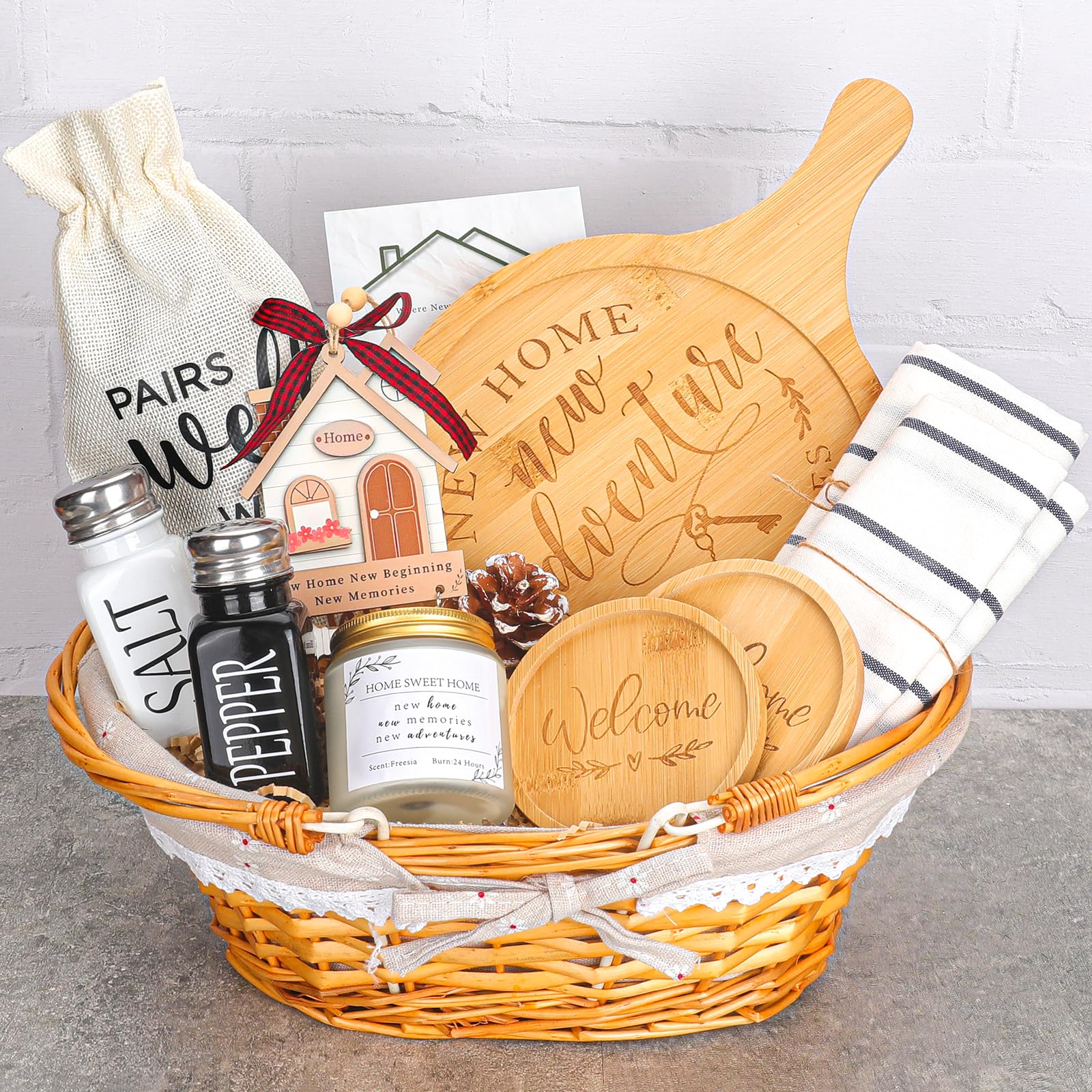 House Warming Gifts New Home,12Pcs Housewarming Gifts Basket For New House, Couples, Clients, Women, Men, Closing Gift For Home Buyers Realtors,First House Gift Ideas, New Apartment