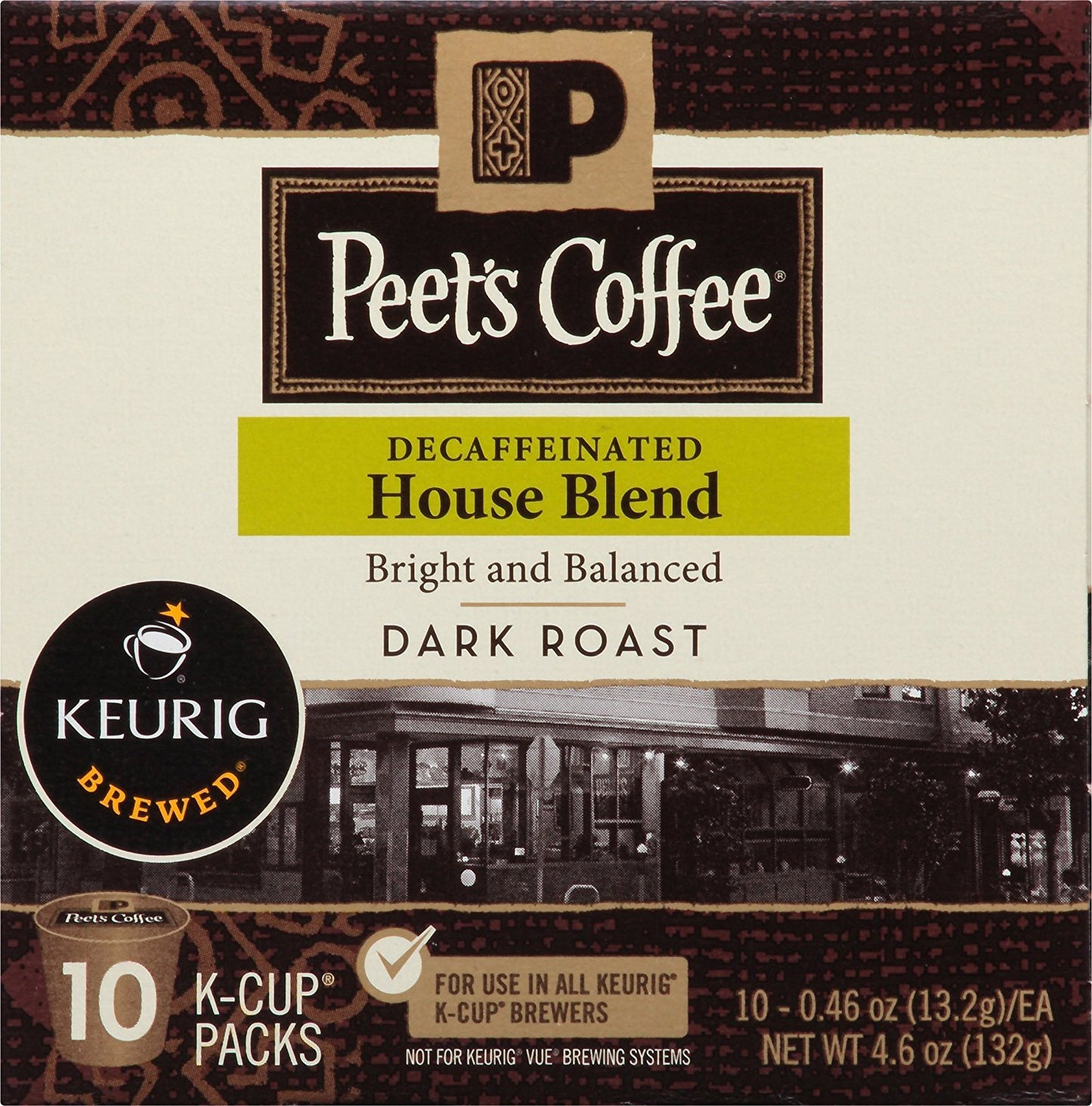 Peets Coffee Decaf House Blend Single Cup Coffee for Keurig, 40 Count, Model HAZC093313