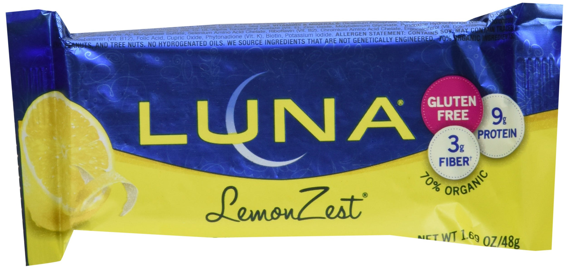 Luna Lemon Zest Whole Nutrition Bars For Women, 6 - 1.69 Oz Bars In Box, A Great Snack