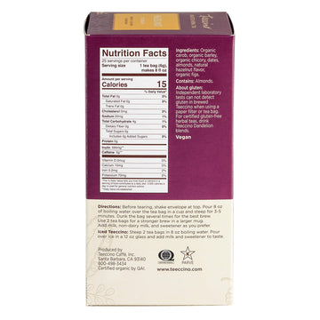 Teeccino Hazelnut Herbal Tea - Caffeine-Free & Prebiotic - 25 Tea Bags - Rich & Roasted Flavor