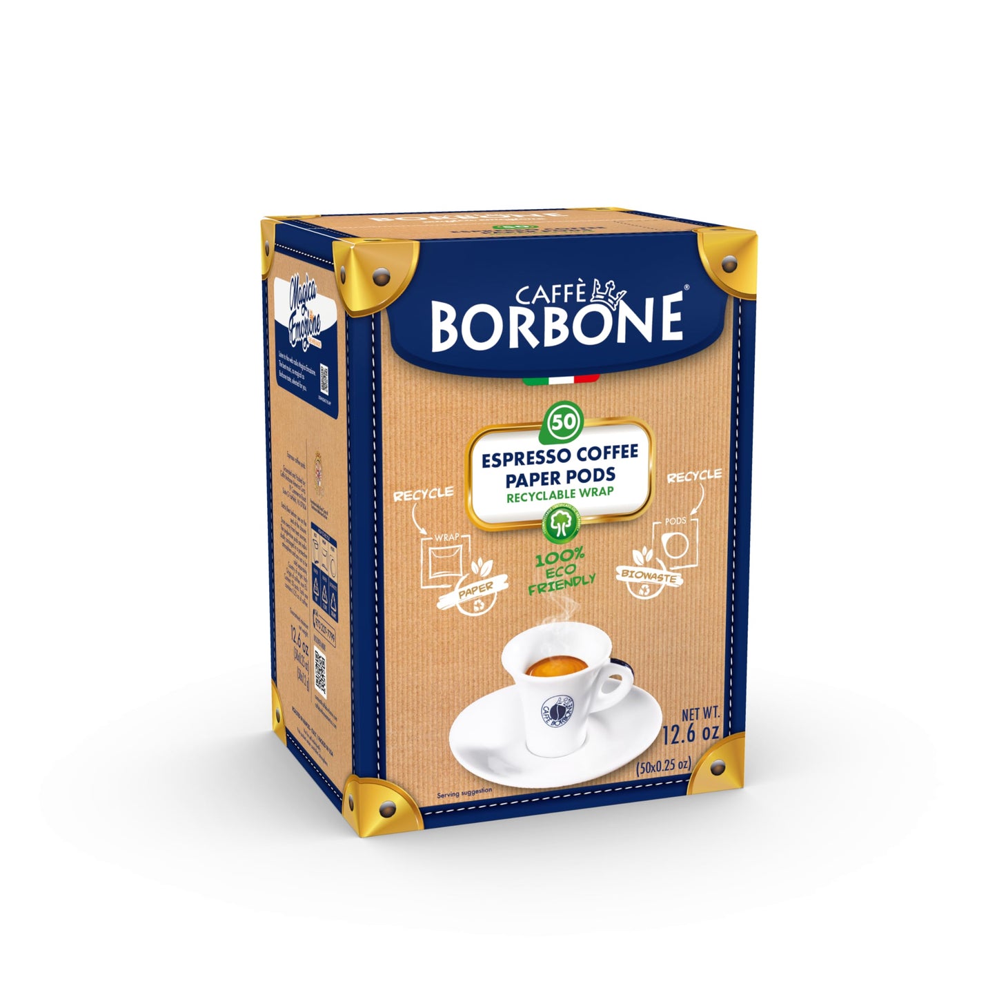 Caffe Borbone Espresso Paper Pods, Gold Blend, Sweet And Refined, Medium Roast Ese Pods, Authentic Italian Espresso- 50 Count