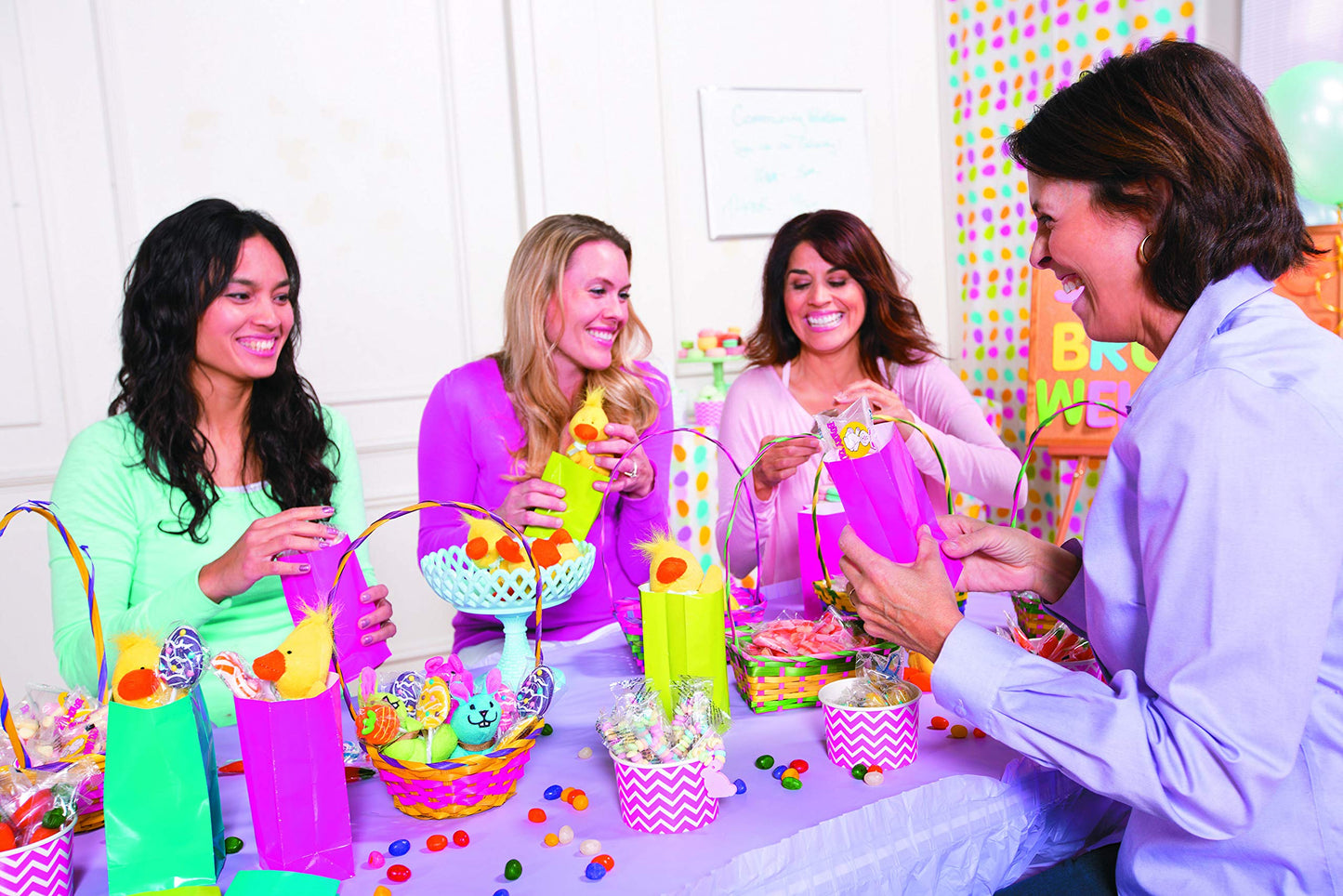 Fun Express Easter Candy Stretchable Bunny Bracelets - 12 Pieces - Great For Easter Egg Hunts And Other Easter And Spring Celebr