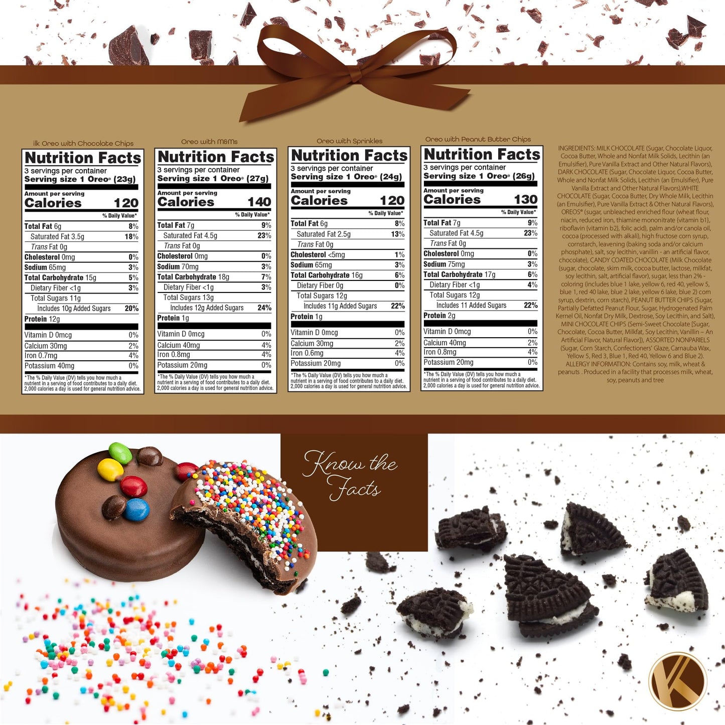 Nut Cravings KREMERY Chocolate Covered Sandwich Cookies Gift Basket - 12 Count - Assorted Candy Toppings - Kosher Dairy