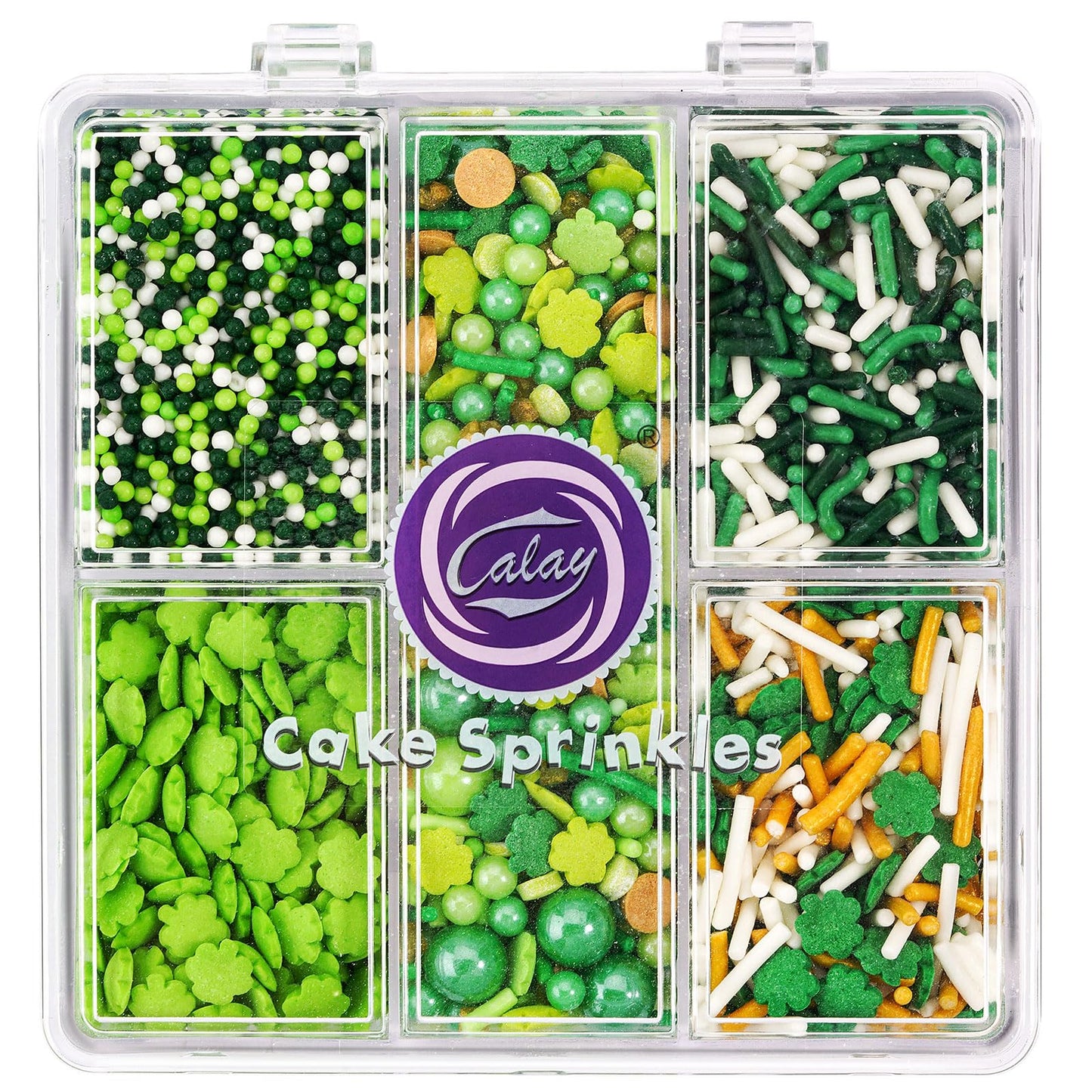 Kercky Green Sprinkles for Cake Decorating, St. Patricks Day Mix with Shamrock Jimmies for Ice Cream & Cupcakes