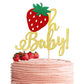 1 Pcs Strawberry Oh Baby Cake Topper Glitter Baby Shower Strawberry Cake Pick Decorations For Fruit Theme Gender Reveal Baby Sho