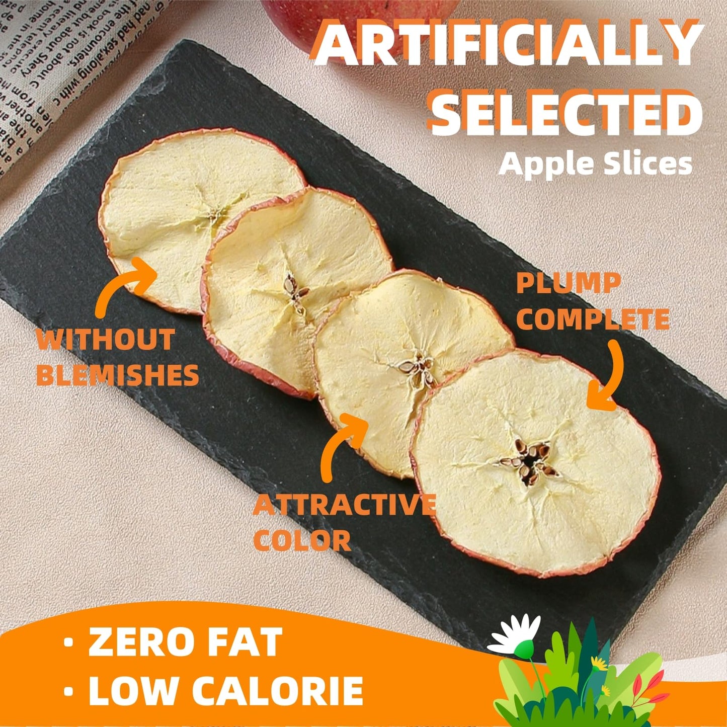 Natural Premium Dried Apple Slices 1.06Lb,Dried Apples Slices No Addition,Dried Fruit Tea,Apple Chips Snack,For Cocktails,Simmer