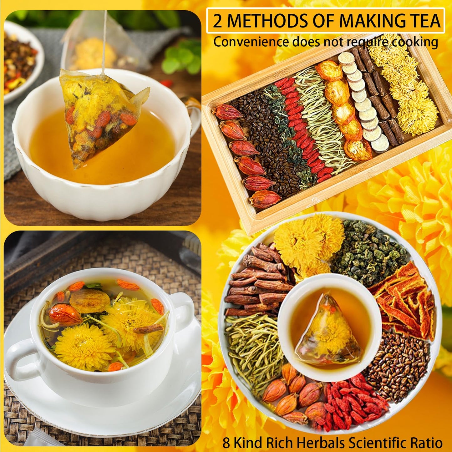 SIRDIKA Goji Berry Chrysanthemum Tea Bags, Vegan & Sugar-Free, 15 Bags per Box