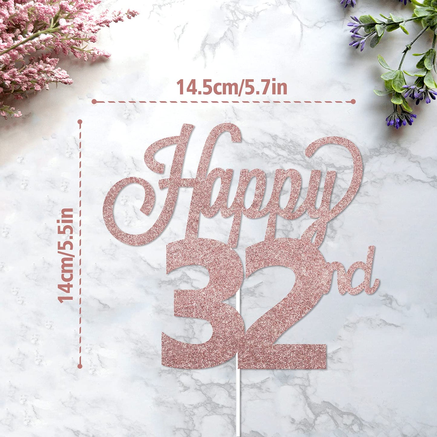 Lingteer Happy 32Nd Birthday Cake Topper - Cheers To 32Nd Birthday 32 Years Old Birthday Party Cake Decorations Sign.