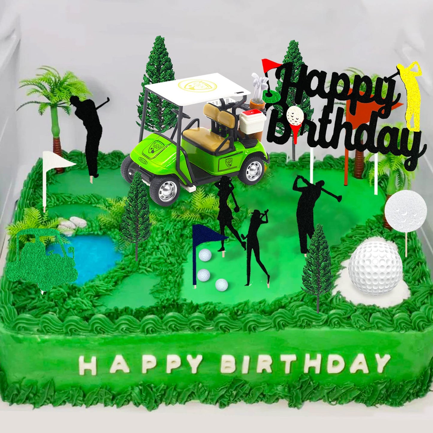 Roaring Good Time Golf Cake Decoration Topper, Felt & Plastic, Golf Themed Party Supplies, Model: Roaring Good Time-5855505054015