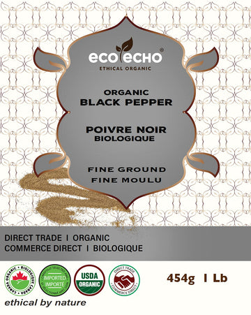 Ecoecho Organic Black Pepper Fine Ground - 454G / 1 Lb