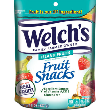 Welch'S Fruit Snacks, Island Fruits, Perfect For Sharing, Gluten Free, Bulk Bag, 8 Oz (Pack Of 1)