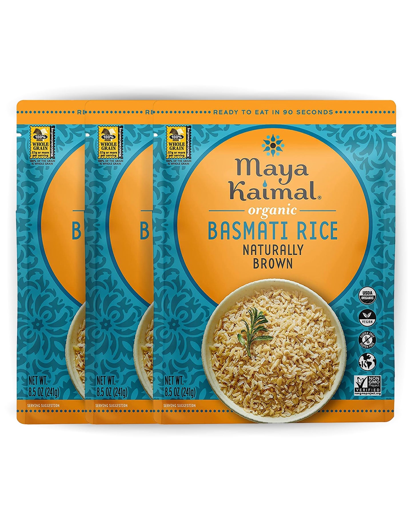 Maya Kaimal Organic Basmati Rice, Fully Cooked, Vegan, Gluten Free, 8.5 Ounce (Pack of 3)