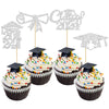 Gyufise 24Pcs Silver Glitter 2024 Graduation Cupcake Toppers Diploma Congrats Grad Cap Diploma Cupcake Picks For Graduation Part