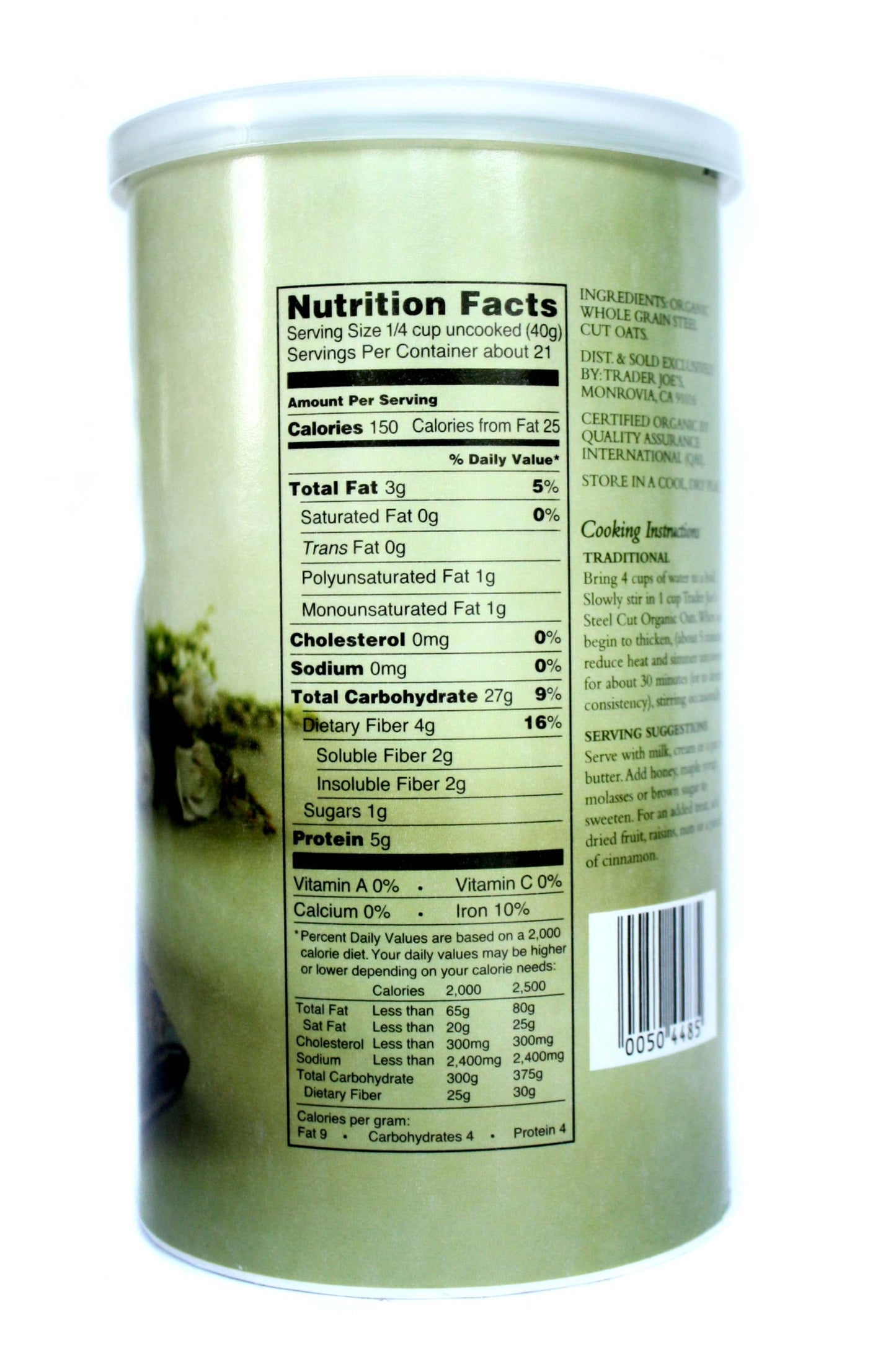 Trader Joe's Steel Cut Organic Oats, 30 oz (1.87 lb) - Healthy Breakfast Choice, Non-GMO, Whole Grain, High Fiber