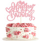 Gyufise 1Pc Happy Birthday Cake Topper With Love Heart Glitter Valentine'S Day Cake Picks Love Theme Baby Shower Kids Birthday P
