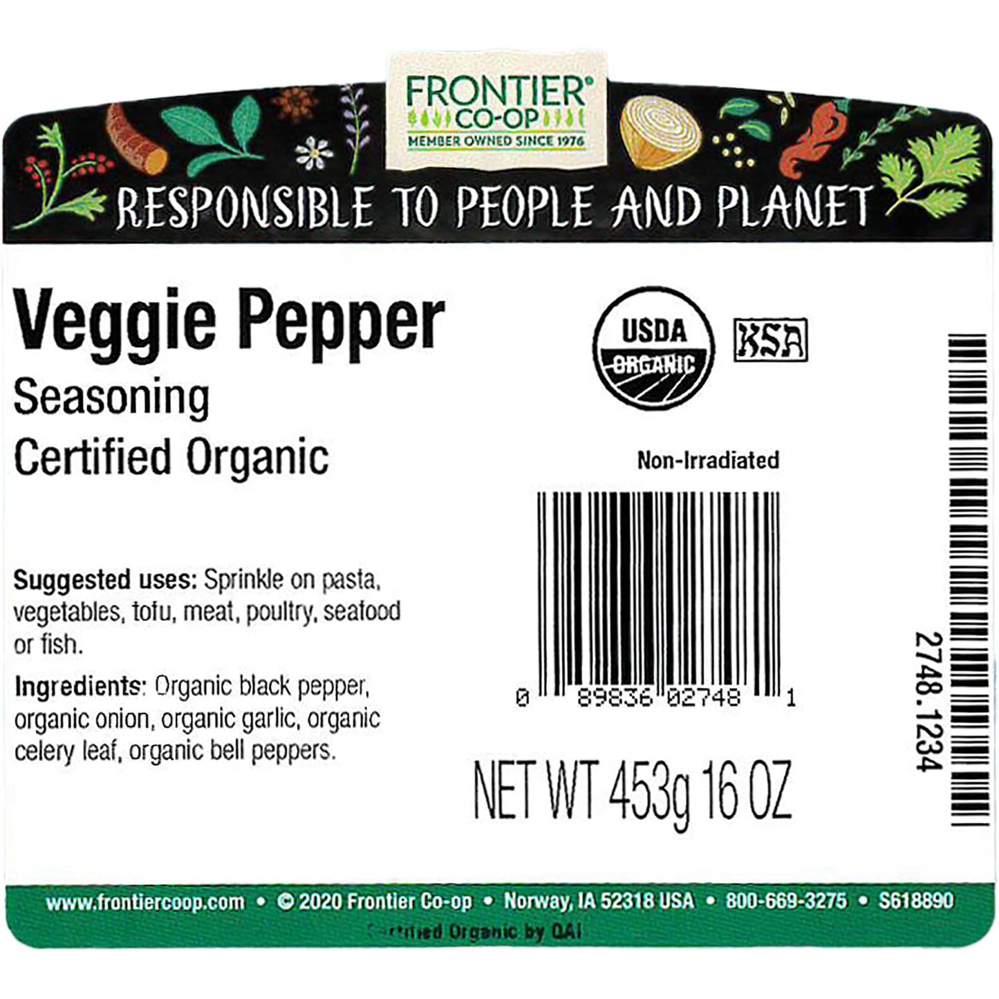 Frontier Co-op Organic Veggie Pepper 1lb