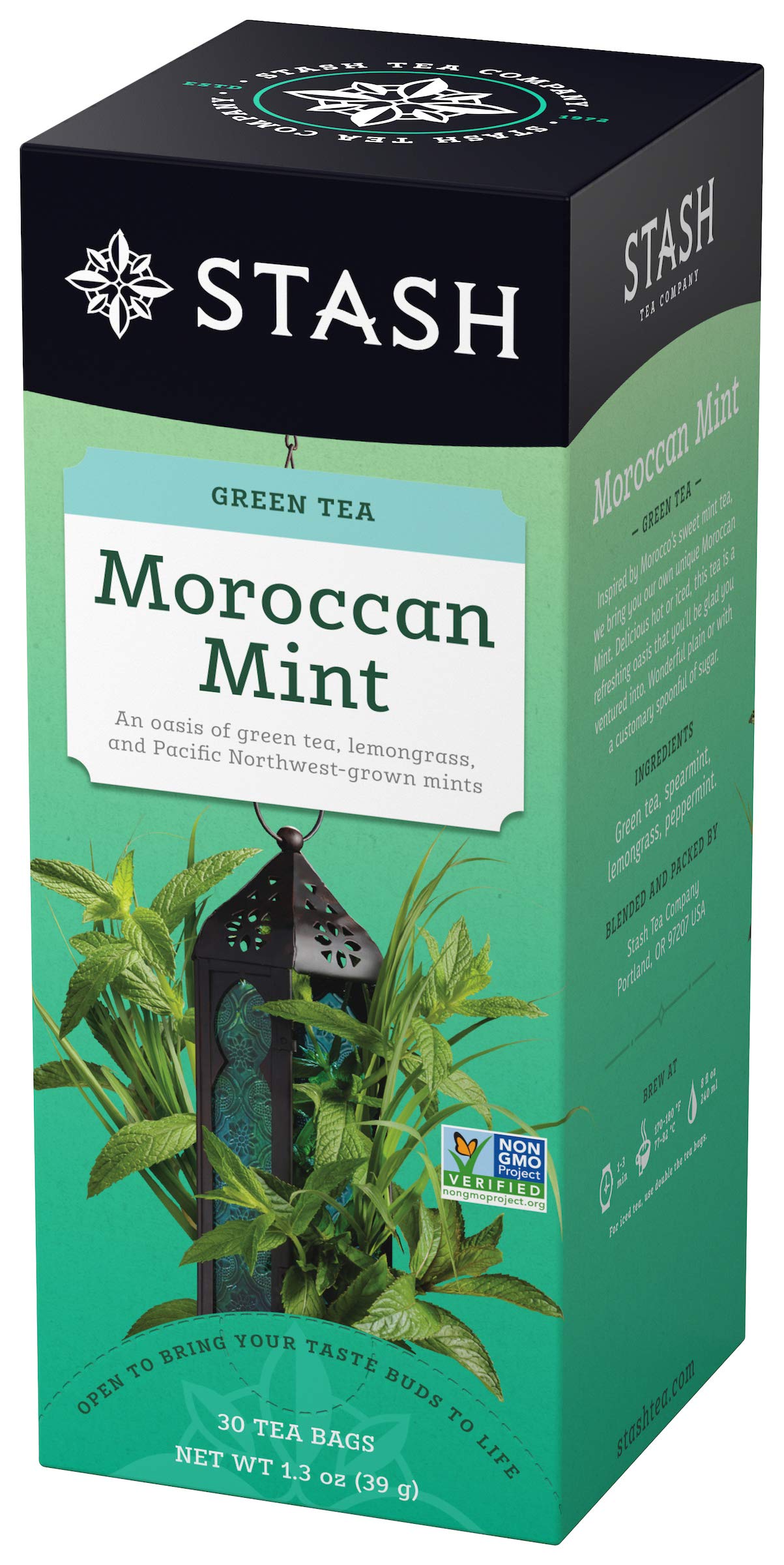 Stash Moroccan Mint Green Tea - Caffeinated, Non-GMO, 30 Count (Pack of 6) - 180 Bags Total
