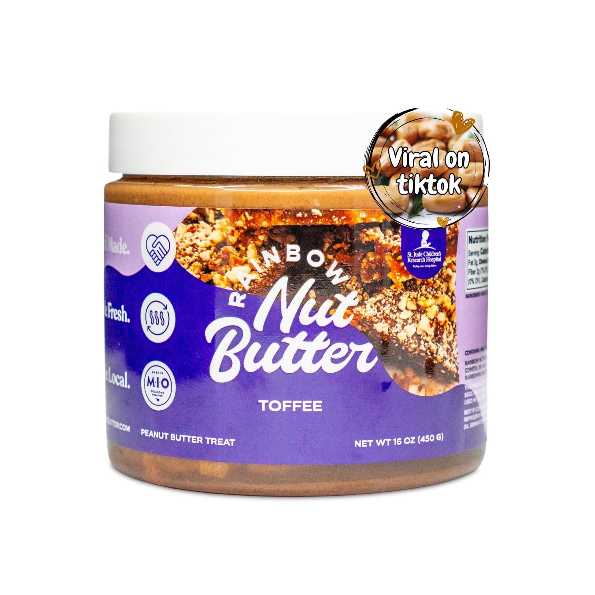 Rainbow Nut Butter, Toffee Peanut Butter, Spread, Treat, Snack, Dessert, Milk Chocolate Chips, High Protein Flavored Nut Butter,