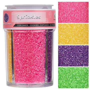 Sanding Sugar Sprinkles for Cake Decorating, 4 Colors Purple Green Yellow Pink Decorating Sparkling Coarse Sugar Crystals Sprink