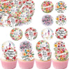 Fyeoxle 36pcs Edible Floral Happy Mother's Day Cupcake Toppers Wafer Paper Love Mom Cupcake Picks Edible Flower Mothers Day Cake