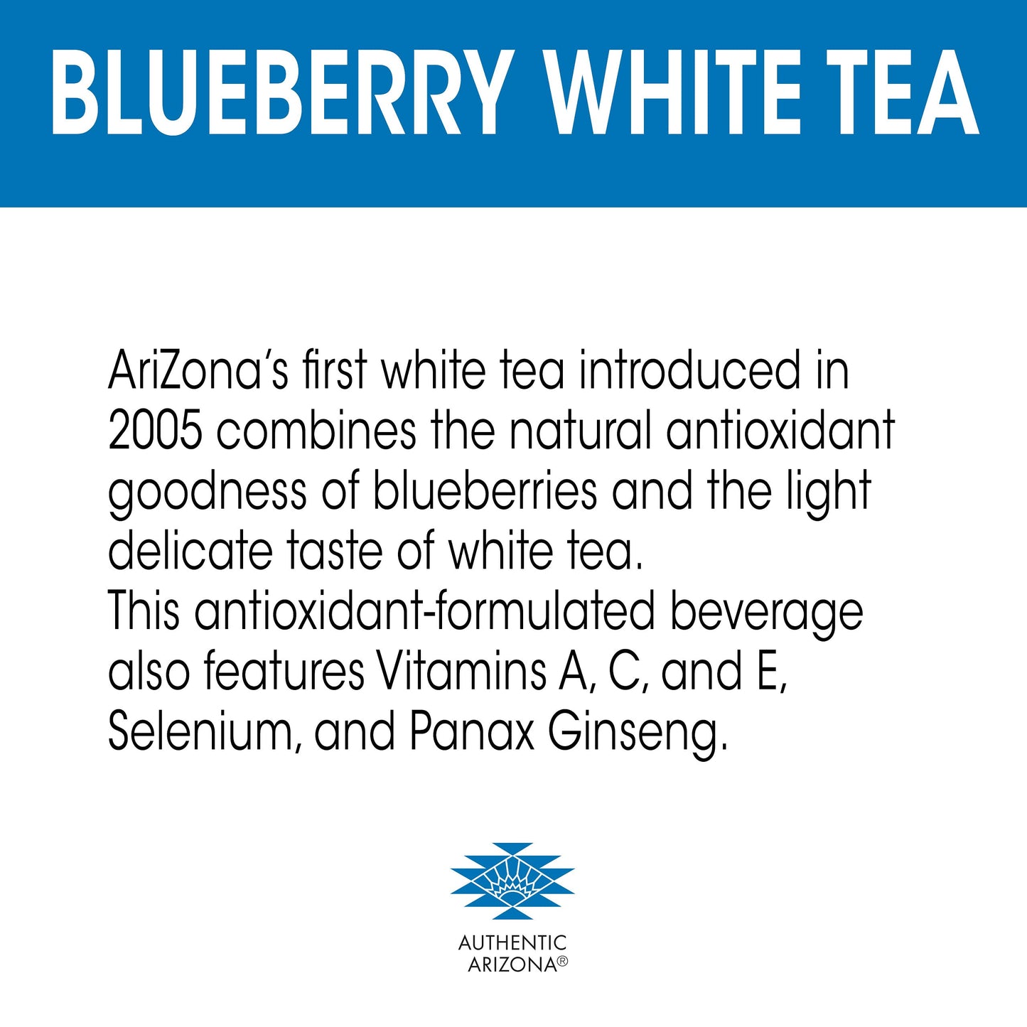 AriZona Premium Brewed Blueberry White Tea, 20 Fl Oz, Pack of 24