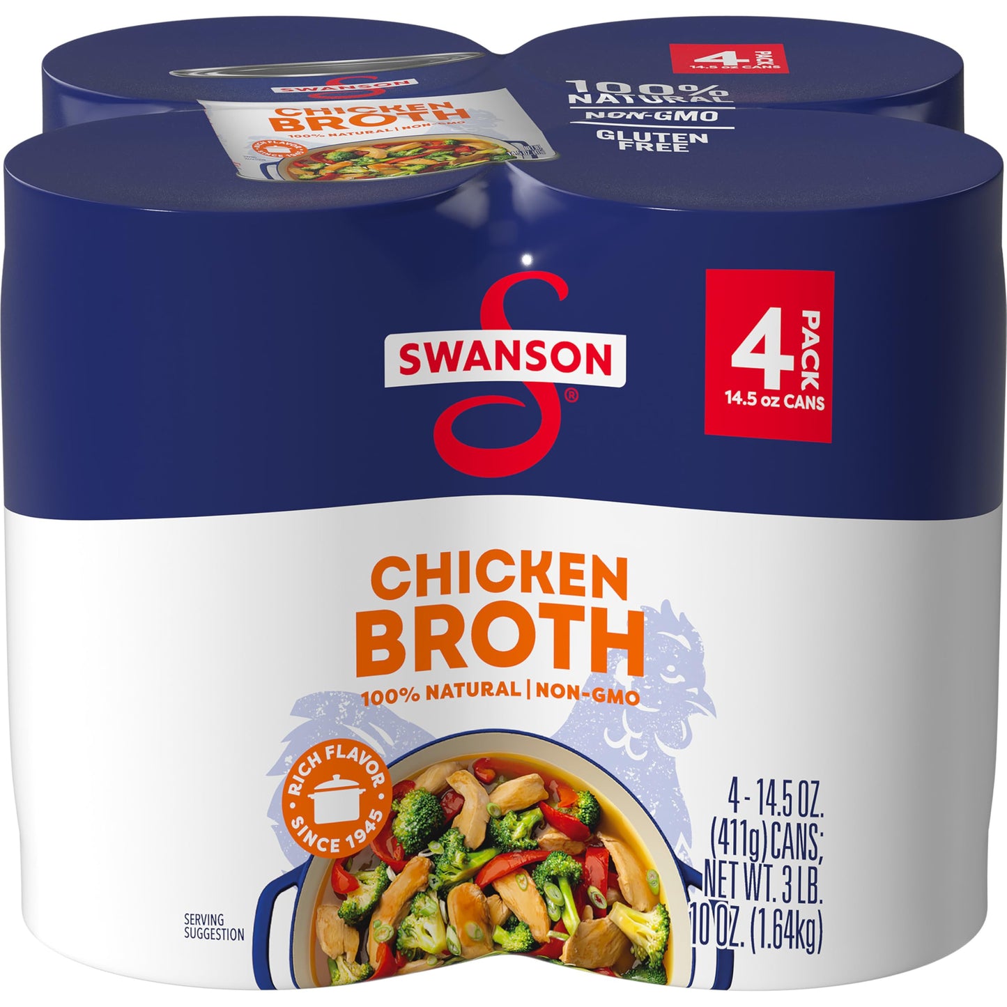SWANSON S Natural Chicken Broth, 14.5 oz Can, Pack of 4